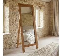 The Furniture Market Rustic Oak Floor Standing Cheval Mirror | Solid Oak Full Length with Adjustable Back Leg | Chunky Textured Frame | Timeless Country Style Bedroom Mirror | H1370 x W530 x D590mm