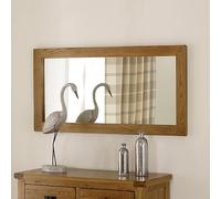 The Furniture Market Rustic Oak Large Wall Mirror - Chunky Solid Oak Frame, Landscape & Portrait Hanging, Durable Satin Finish, Timeless Country Style - H 600mm x W 1200mm x D 28mm