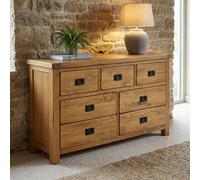 The Furniture Market Rustic Oak Large Wide 7 Drawer 3 Over 4 Chest Of Drawers