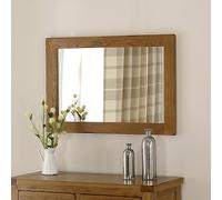 The Furniture Market Rustic Oak Medium Wall Mirror | Solid Oak Chunky Frame | Landscape & Portrait Hanging | Durable Satin Finish | Timeless Country Style Home Decor | H600 x W900 x D28mm