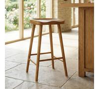 The Furniture Market Rustic Oak Shaker Style Saddle Seat Counter Stool Ergonomic Contoured Seat Solid Wood Kitchen Island Height Stool