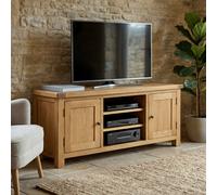 The Furniture Market Rustic Oak Widescreen Tv Unit Cabinet Up To 60 Tv Size