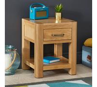 The Furniture Market Soho Curved Oak One Drawer Side Table Modern Design With Rounded Corners & Gunmetal Handle Ideal For Living Room Or Bedroom