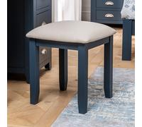 The Furniture Market Westbury Blue Painted Stool With Natural Fabric Seat Pad Dressing Table Seat Fabric Seated Bedroom Furniture Dressing Table Chair