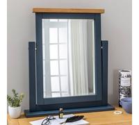 The Furniture Market Westbury Blue Painted Vanity Mirror Adjustable Hinged Design With Light Oak Top Minor Assembly Required