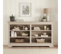 The Furniture Market Wilmslow Dove Grey Painted Wide Low Double Bookcase