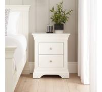 The Furniture Market Wilmslow White Painted 2 Drawer Bedside Table Elegant French Inspired Design, Spacious Nightstand For Bedrooms, White Satin Finish