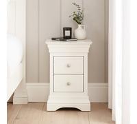 The Furniture Market Wilmslow White Painted 2 Drawer Slim Bedside Table Elegant French Inspired Design, Compact Size, Satin Paint Finish