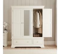 The Furniture Market Wilmslow White Painted 3 Door Triple Wardrobe With Mirror