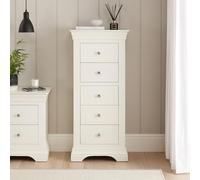 The Furniture Market Wilmslow White Painted 5 Drawer Tallboy Chest - Elegant French Inspired Design, Satin Paint Finish, Bedrrom Storage, No Assembly Required - H 1195mm x W 550mm x D 375mm