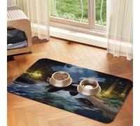 The Fusion of Killer Whales and Forests Pet Feeding Mat Dog Cat Eating Food Absorbent Leather Tablecloth for and Water Bowl Waterproof No Stains Quick Dry Non-Slip 23.62 * 15.75IN