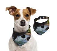 The Fusion of Killer Whales and Forests Pet Scarf Dog Bandanas Spring Summer Soft Cotton Puppy Scarfs Adjustable Accessories for Small Medium Large Girl Boy Pup Small