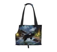 The Fusion of Killer Whales and Forests Pet Tote Bag Foldable Handbag Carrier for Small Dogs Cats Puppy Portable Travel Shoulder
