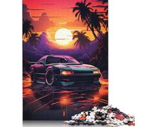 The Fusion of Retrowave Holzpuzzles für Erwachsene, 1000 Teile, Puzzlespiel für Erwachsene, interessantes Spielzeug, personalisiertes Puzzle, Lernspielzeug (75 x 50 cm)