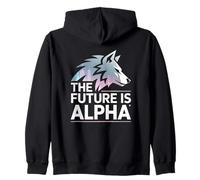 The Future Is Alpha Wolf Meme Fearless Alpha Sigma Werewolf Zip Hoodie