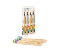 The future is bamboo - 4 Pack Soft Bamboo Rainbow Toothbrush for Adults - Soft Bristle for Sensitive Gum - Aesthetic Wooden Toothbrush with Natural Look for Clean Teeth - Eco-Friendly & Reusable