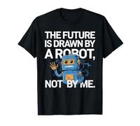 The Future Is Drawn By A Robot Not By Me Funny AI Grunge T-Shirt