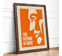 The Future Is Now Modern Framed Wall Art Print A1 (84.1×59.4cm) Walnut, Wall Decor for Living Room, Bedroom, Office & Home, Ready to Hang, Art Gift