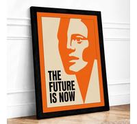 The Future Is Now Retro Framed Wall Art Print A4 (29.7×21cm) Black, Wall Decor for Living Room, Bedroom, Office & Home, Ready to Hang, Art Gift