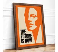 The Future Is Now Retro Framed Wall Art Print A4 (29.7×21cm) Walnut, Wall Decor for Living Room, Bedroom, Office & Home, Ready to Hang, Art Gift