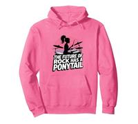 The Future Of Rock Has A Ponytail Female Drummer Girl Pullover Hoodie, Adult Unisex, Bright Pink, Small