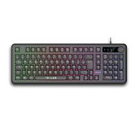 The G-Lab - Keyz Caesium EX B - Wired AZERTY 98% Gamer Keyboard - Responsive and Silent Membrane, Anti-Ghosting 26 Keys, Rainbow Backlight, Volume Wheel - Gaming Keyboard PC/Consoles