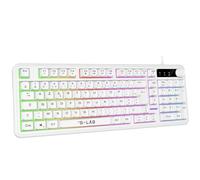 The G-Lab - Keyz Caesium EX W - Wired AZERTY 98% Gamer Keyboard - Responsive and Silent Membrane, Anti-Ghosting 26 Keys, Rainbow Backlight, Volume Wheel - Gaming Keyboard PC/Consoles