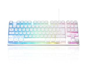 The G-Lab Keyz Caesium TKL 87 Keys USB Wired French AZERTY Gaming Keyboard with Multi-Coloured LED Backlight - Compact Gaming Keyboard without Numeric Pad for PC/PS4/PS5 (White)