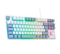 The G-Lab - Keyz Caesium TKL - TKL 87 Keys Wired USB AZERTY Gamer Keyboard, Customizable RGB 15 Macros - Compact Gaming Keyboard for PC/PS4/PS5/XBOX - (White-Grey)