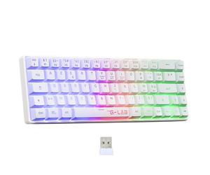 THE G-LAB - Keyz Hydrogen WL- Wireless Gamer Keyboard, 60% Semi-Mechanical Keyboard, Azerty, RGB Multicolour - Silent Wireless Gaming Keyboard, Compact Size TKL - PC/PS4/PS5- New (White)