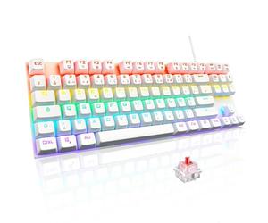 The G-Lab Keyz Mercury TKL Mechanical Gaming Keyboard 87 Keys USB Wired French AZERTY Multicolour LED Backlight - Compact Gaming without Numeric Keypad PC/PS4/PS5/Xbox New 2022, White