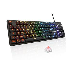 The G-Lab Keyz Platinum Mechanical Gaming Keyboard AZERTY FR Red Switch Low Profile - RGB Backlight 100% Customizable, Total Anti-Ghosting - PC/PS4/PS5/Xbox - New 2022, Black
