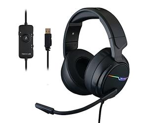 THE G-LAB Korp THALLIUM Gaming Headset USB Sound 7.1 Digital Surround Audio Gamer Headset - Noise Canceling Microphone - LED RGB - PC Compatible PS4 PS5 XboxOne X/S Mac (Black)