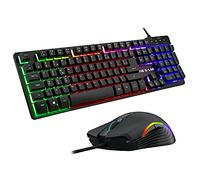 The G-LAB KRYPTON Combo - AZERTY USB Anti-Ghosting Gaming Keyboard + Gaming Mouse 6 Buttons 3200 dpi - Wired Gamer Pack for PC PS4 Xbox One Mac RGB Backlight (Black)