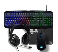 The G-Lab Natrium Combo 4-in-1 Gaming Keyboard Pack - AZERTY USB RGB, 19 Anti-Ghosting Keys, 6400 DPI Gamer Mouse, Gaming Headset & Mouse Mat - PC/PS4/PS5/XBOX