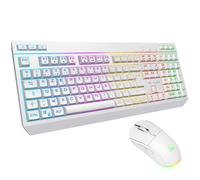 The G-Lab - Tungsten EX Combo - Wireless Mouse Keyboard Pack - Triple Connection 2.4GHz/ BT/Wired - AZERTY FR, RGB & Custom Macros Gaming Keyboard - 6400DPI Wireless Gaming Mouse - PC/PS4/PS5 (White)