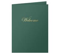 The Gallery Collection, 25 Count, Green, Welcome Pocket Folders, Gold Foil Stamped, for HR Professionals (9 x 12)