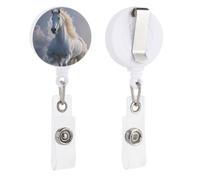 The Galloping Horse is Galloping Badge Reel, Rotatable & Retractable Name Badge Holder Reel with Metal Clip, Nylon Cord ID Holder for Teacher, Nurse, Office Worker