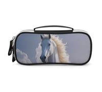 The Galloping Horse Is Galloping Pencil Case with Handle, Large Capacity PU Leather Pencil Bag Office Organizer, Portable Cosmetic Bag for Travel, Home