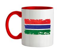 The Gambia Grunge Style Flag - 11oz - Ceramic Two-Tone Mug for Coffee/Tea - Red/White - One Size