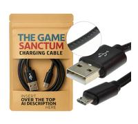 The Game Sanctum Leather Micro USB Cable 2m - Braided Fast Charging & Data Sync Lead - 22AWG Copper, Nickel Plated With Gold Contacts For PS4 Controller