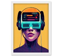 Doppelganger33 LTD The Gamer Streaming VR Headset Retro Futurist Kids Artwork Framed Wall Art Print A4
