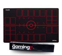The Gaming Mat Company 2 Player Compatible Pokemon Playmat - 28" x 18" x 0.16" Black & Red Battle Mat Stadium Board for Pokemon TCG Playmat