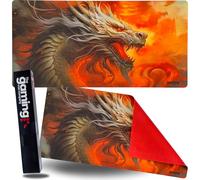 The Gaming Mat Company Single Player MTG Playmat & Mouse Pad - 72 cm x 36 cm Flame Dragon Gaming Mouse Pad compatible with Magic: The Gathering playmats, MTG cards, TCG gaming mat