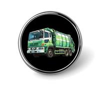 The Garbage Truck Unisex Novelty Brooches & Pins | Round Metal Lapel Badge for Clothing Shawl Hat