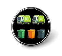 The Garbage Trucks And Bins Round Metal Brooches 1 Inch Memorial Badges Exquisite Decorations Pins for Clothing