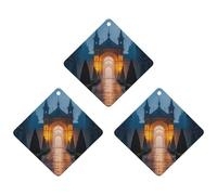 The Garden at Night Car Air Freshener, 3 Pcs Rhombus Hanging Air Freshener Cards, Long Lasting Fragrance Scented Cards for Car, Home, Office Gray-style