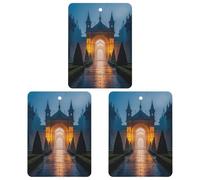 The Garden at Night Car Air Freshener, 3 Pcs Square Hanging Air Freshener Cards, Long Lasting Fragrance Scented Cards for Car, Home, Office Black-style