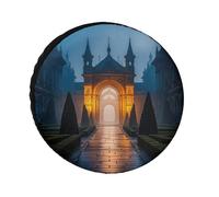 The Garden at Night Spare Tire Cover, 34inch Oxford Wheel Protector Travel Accessories, Waterproof Dustproof Wheel Tire Covers for RV Jeep SUV Camper Truck