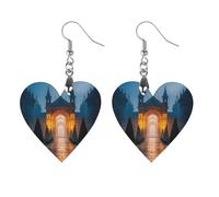 The Garden at Night Wooden Earrings for Women, Vintage Elegant Wood Jewelry, Lightweight Earrings for Wedding, Party, Everyday Jewelry Gift, Circular, Wood, wood